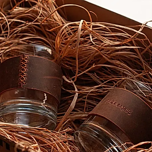 Deri Kaplı Viski Bardağı